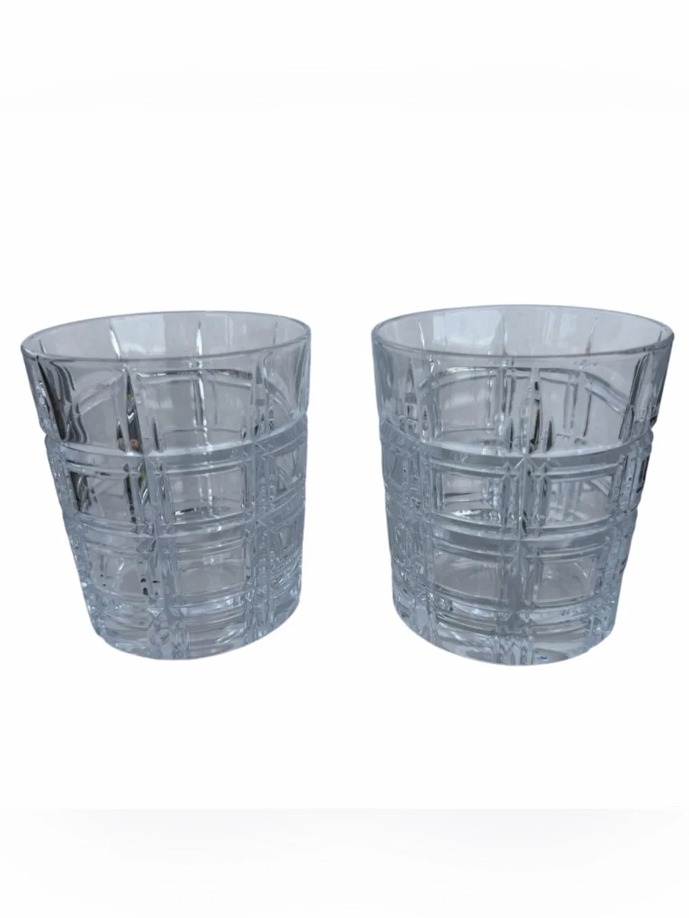 Marquis by Waterford Crystal Crosby Double Old Fashion 2-Piece Glass Set Plaid